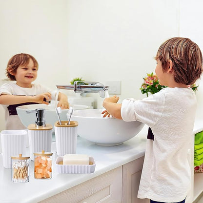 White Bathroom Set with Shower Curtain and Bath Towels, Beige Ombre Waterproof Shower Curtain with Stainless Steel Hooks, White Bathroom Accessories Set for Home Decor