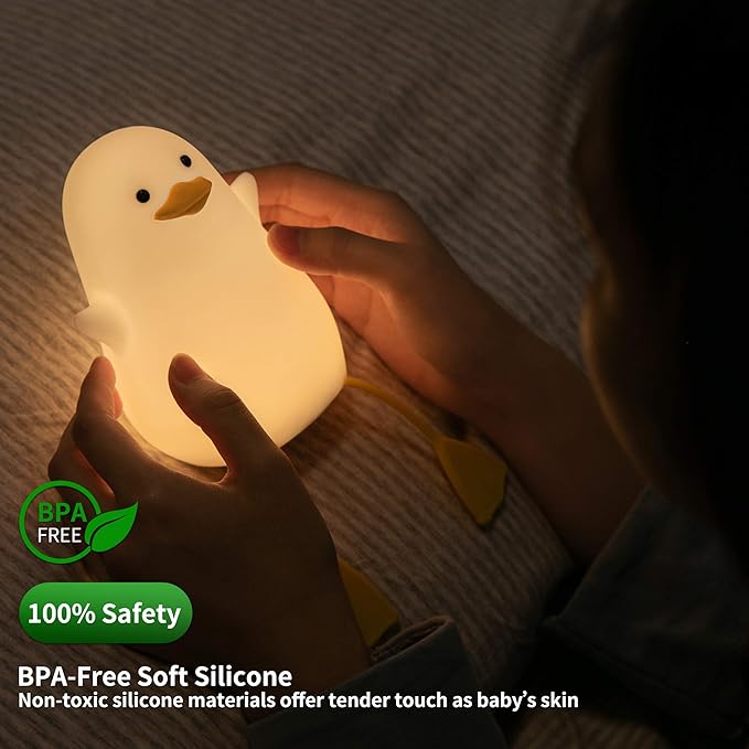 YuanDian Cute Duck Night Light, Gifts for Women Teen Girls Baby,Night Lights for Kids Bedroom Kawaii Room Decor, Cute Christmas Seagull Silicone Nightlights for Children Toddler.