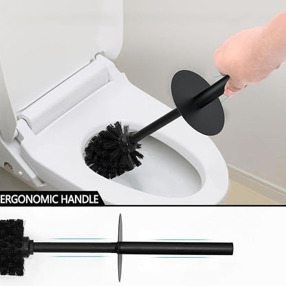 Contemporary Ribbed Design Resin Toilet Holder and Brush Set for Bathroom, Stylish and Durable Cleaning Tool with Modern Design, Compact for Efficient Cleaning