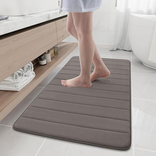 Buganda Memory Foam Bath Mat, 47" x 24", Ultra Soft and Non-Slip Bathroom Rugs, Water Absorbent and Machine Washable Bath Rug Runner for Bathroom, Shower, and Tub, Taupe