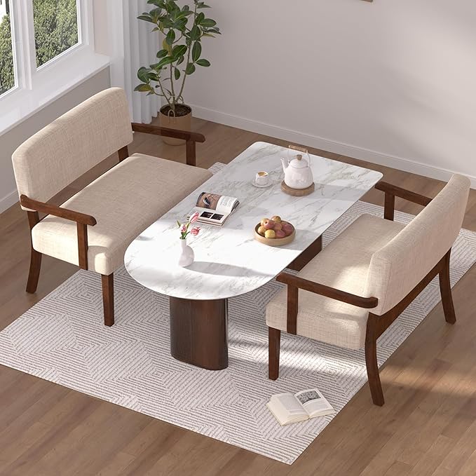 Accent Chair 2 Seat, Arm Chairs with Soft Seat and Armrests for Living Room, Love seat for Dining, Reading, and Waiting Rooms (Beige)