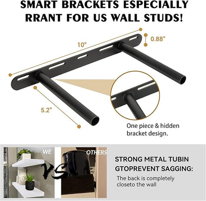 BGMG Wood Floating Shelves 18 inch,White Floating Shelves for Wall,Solid Wood Wall Shelves for Bathroom Living Room Bedroom Kitchen Farmhouse Set of 2-18x 6.7 x1.25 inch