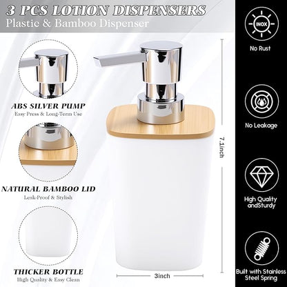 White Bathroom Accessories, Bathroom Accessories Set with Trash Can, Soap Dispenser, Toothbrush Holder, Toothbrush Cup, Soap Dish, Toilet Brush, Tray and Q-tip Holders for Housewarming