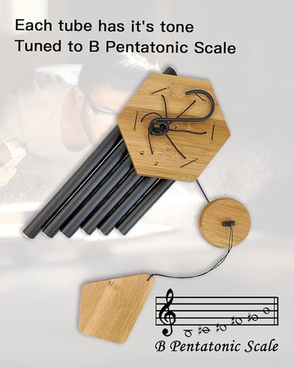 Wind Chimes Outdoor Deep Tone, 30 Inches Wind Chimes Outdoor, Memorial Wind Chimes with Hook as Gifts for Mother's Day/Housewarming/Christmas, Patio, Garden, Yard, Home Décor. Black