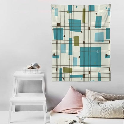 ICMOLYYENLO Boho Medieval Cat Tapestry, Abstract Atomic Starburst Geometric Aesthetic Art Wall Hanging For Bedroom Living Room Dormitory 60x80 Inches