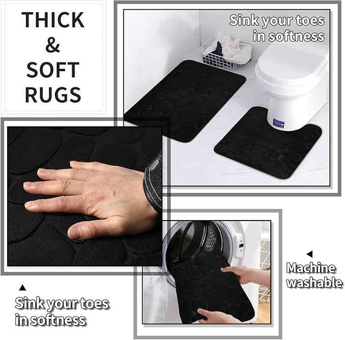 30PC Bathroom Accessories Set - Gorgeous Black Bathroom Set, Bathroom Accessory Set, Black Shower Curtain Set with Shower Caddies