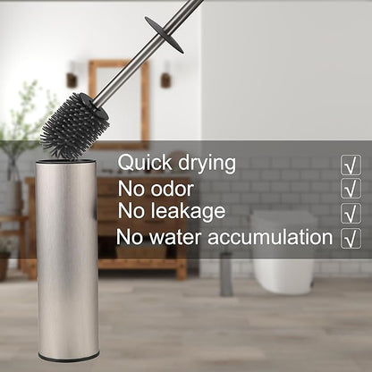 Toilet Brush and Holder Set Premium Material Toilet Bowl Cleaner Free Standing Toilet Bowl Brush and Holder 1pack Brushed Nickel
