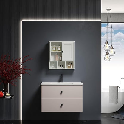 WPC Bathroom Cabinet Wall Mounted,with Adjustable Shelf,Wall Cabinet Shelf for Bathroom and Laundry, White