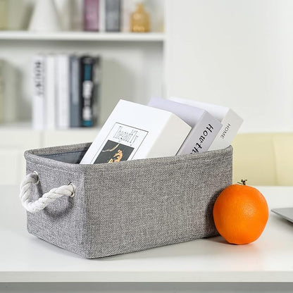 TheWarmHome Storage Bins for Shelves - 11.8x7.9x5.2 inch Grey Small Storage Baskets for Organizing, Fabric Storage Cubes Closet Organizer for Home Nursery Gift Decorative (Gray)