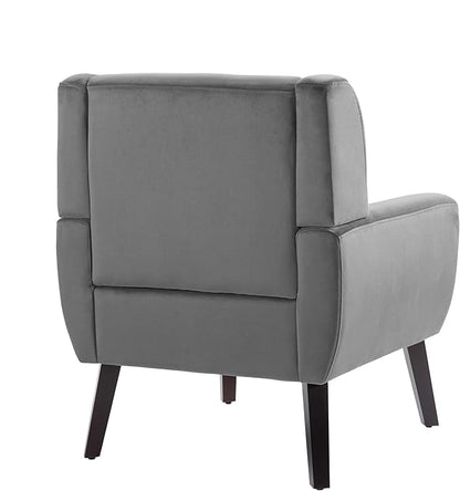 UIXE Accent Chair, Velvet Upholstered Armchair for Living Room, Modern Club Arm Chairs Comfy Single Sofa Button Tufted Bedroom Reading Seat - Gray, Set of 1