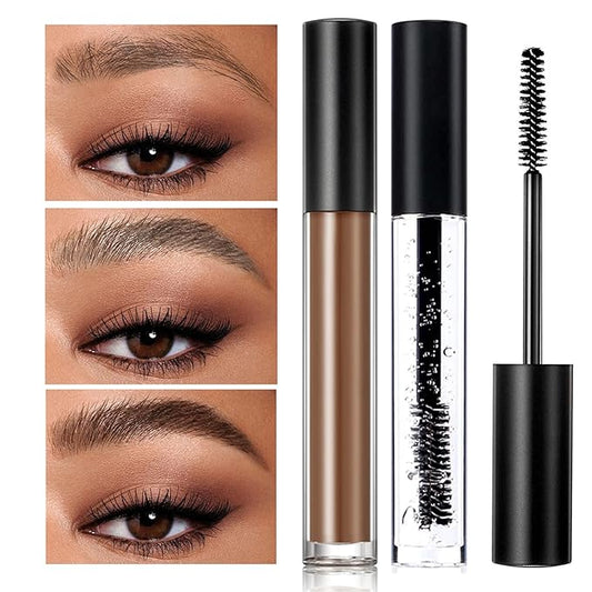DAGEDA Clear Eyebrow Setting Gel, Brow Fix Gel, Waterproof And Sweat-Proof Eyebrow Repair Liquid Brows Styling Beauty Salon Home Use Makeup, 1.81oz (Clear and Dark Brown)