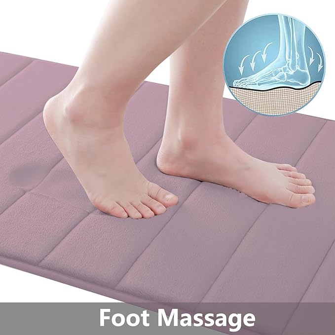 Buganda Memory Foam Bath Mat, 47" x 17", Ultra Soft and Non-Slip Bathroom Rugs, Water Absorbent and Machine Washable Bath Rug Runner for Bathroom, Shower, and Tub, Mauve