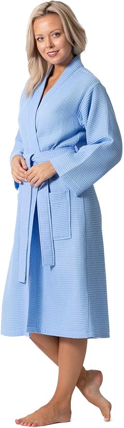 Turkish Linen Waffle Knit Lightweight Kimono Spa & Bath Robes for Women - Quick Dry - Soft
