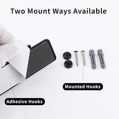 Black 3 Wall Hooks, Matte Black Bathroom Hook Rail, Self Adhesive Key Hook Rack Hanger Towel Robe Stick Hooks for Toilet Entryway Hallway Kitchen Wall Mounted