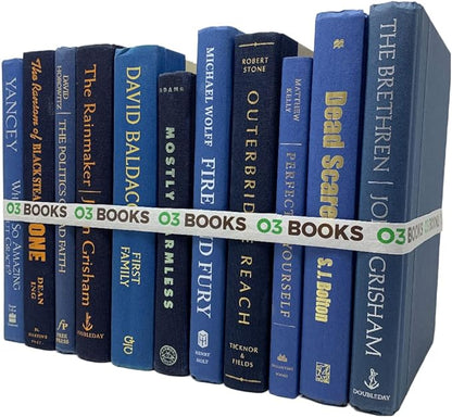 Curated Decorative Books Hardcover Décor Books for Home Décor, Choose Color, Interior Design, Office, Wedding Display, Instant Library, or Staging (One Foot, Blue)