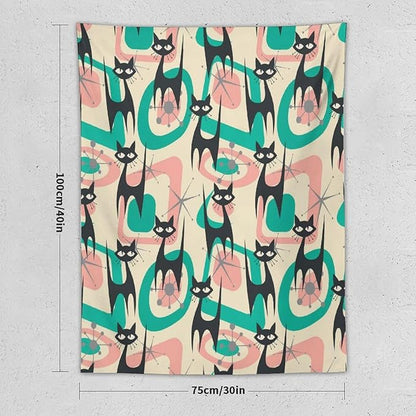 ICMOLYYENLO Boho Medieval Cat Tapestry, Abstract Atomic Starburst Geometric Aesthetic Art Wall Hanging For Bedroom Living Room Dormitory 60x60 Inches