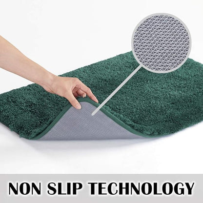 Suchtale Contour Rug Non Slip Bath Mat Water Absorbent Soft Microfiber Shaggy Bath Mat Machine Washable Thick Plush U Shape Toilet Rug (20 x 24, Hunter Green)