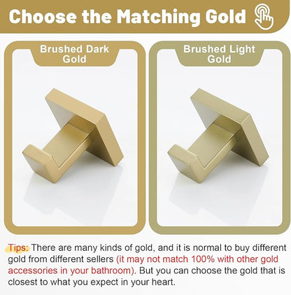 Brushed Gold Bathroom Towel Bar Holder Sets Premium Stainless Steel 4-Piece Bathroom Hardware Set Wall Mounted Bathroom Toilet Paper Holder with Shelf Set.