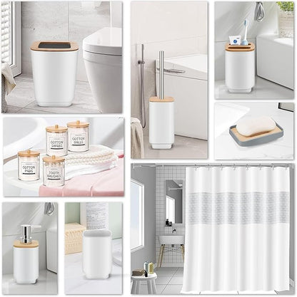 Bathroom Accessories Set,White Bathroom Set,24 Pieces Bathroom Accessory Set with Shower Curtain,Trash Can for Bathroom Accessories Décor and Home Gifts