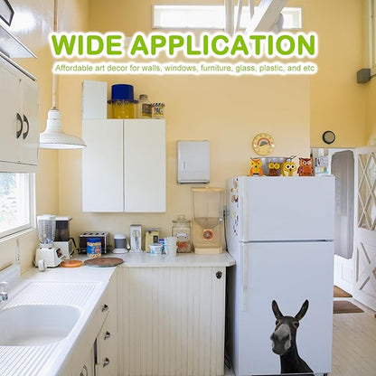 Funny Donkey Wall Decals - Peel and Stick Cute Window Stickers, Removable Vinyl Farmhouse Decor, Weird Gifts for Friends