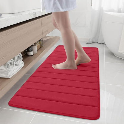 Buganda Memory Foam Bath Mat, 55" x 24", Ultra Soft and Non-Slip Bathroom Rugs, Water Absorbent and Machine Washable Bath Rug Runner for Bathroom, Shower, and Tub, Red
