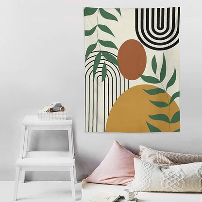 ICMOLYYENLO Boho Plant Aesthetic Tapestry, Abstract Medieval Arch Sun Home Aesthetic Wall Hanging For Bedroom Living Room Dormitory Tapestry 40x60 Inches