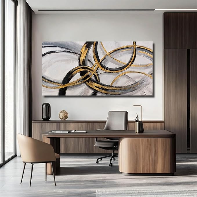 SOUGUAN Black Art Modern Art Picture for Bedroom Gray Abstract Oil Painting Home Decorations for Living Room Dining Room Office 24"x48"