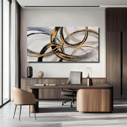 SOUGUAN Black Art Modern Art Picture for Bedroom Gray Abstract Oil Painting Home Decorations for Living Room Dining Room Office 24"x48"