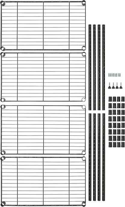 Amazon Basics 4-Shelf Steel Wire Storage Rack, Adjustable, Sturdy, Easy Assembly, 13.4 D x 23.2 W x 48 H in, Black