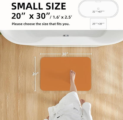 Bathroom Mat Quick Dry, Bathroom Rugs Non Slip Washable Thin Absorbent Bath Mat Fits Under Door Bathroom Floor Mat Perfect for Bath, Shower, or Sink 20"x30" Orange