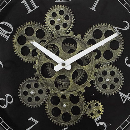 CLXEAST 15 Inch Real Moving Gear Wall Clock, Vintage Industrial Steampunk Metal Wall Clocks for Living Room Decor,Kitchen, Home Office,House Warming Gifts New Home