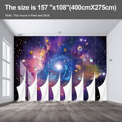 Planet Wall murals Peel and Stick Galaxy Wallpaper for Bedroom Nursery Room - 108"x157"