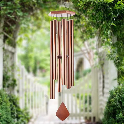 Wind Chimes Outdoor Large Deep Tone, 44 Inches Sympathy Wind Chimes Tuned Soothing Melody, Memorial Wind-Chime with 6 Heavy Tubes for Outside Decoration, Garden/Yard. Copper