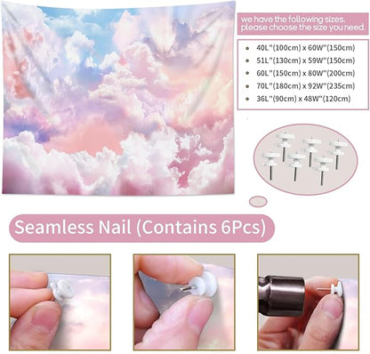 HVEST Pink Cloud Tapestry Colorful Abstract Clouds Natural Landscape Tapestries Wall Hanging for Bedroom Living Room Teen Dorm Indie Decor Poster Blanket,92.5x70.9 Inch