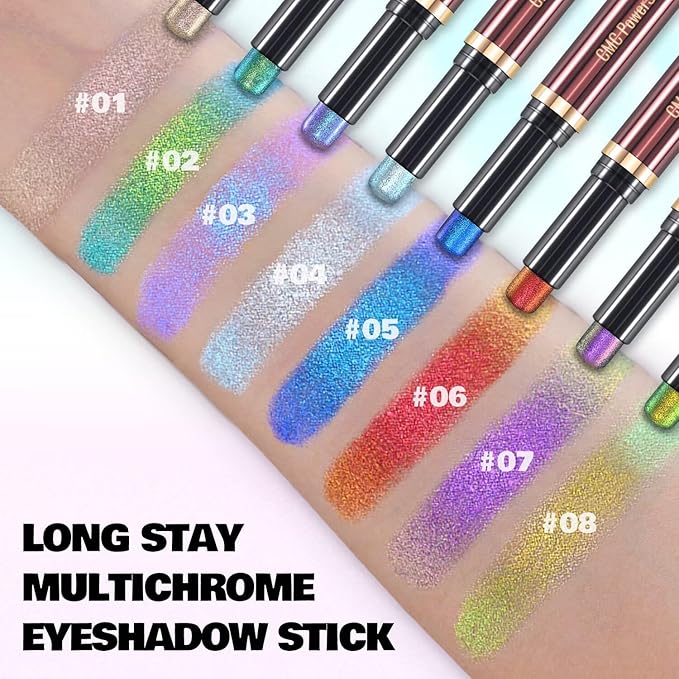 CHARMACY New Magic Eyeshadow Stick, Creamy Eye Shadow Stick, Dynamic Light color Change, Metallic Shimmer Eyeshadow, Long-Lasting Water-Resistant Formula, High Pigmented, Built-in Smudger #06