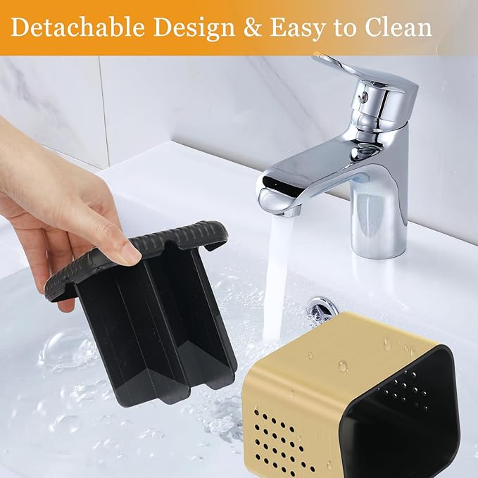 Toothbrush Holders for Bathrooms, Tooth Brush Holder for Bathroom Countertop Organizer, Kids Electric Toothbrush and Toothpaste Holder (Brushed Gold)