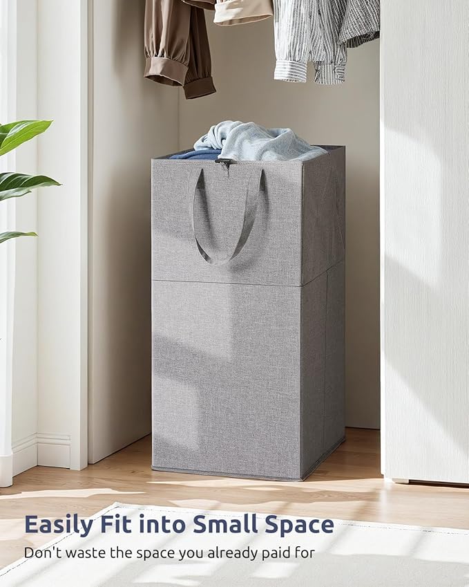 SOLEDI Freestanding Strong Transformable Laundry Hamper, Dual-Function Design, Large Collapsible Laundry Basket with Extended Handles, Easy to Carry, Clothes hamper for laundry（75L,Grey）