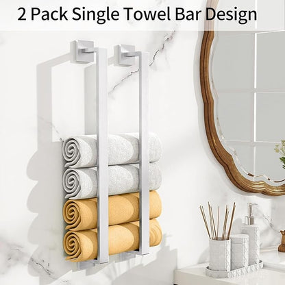 Bathroom Towel Bar, 24 Inch Towel Racks for Bathroom Wall Mounted, Stainless Steel Towel Rail Hanger for Wall, Nickel Towel Holder for Wall, Kitchen(2 Pack)