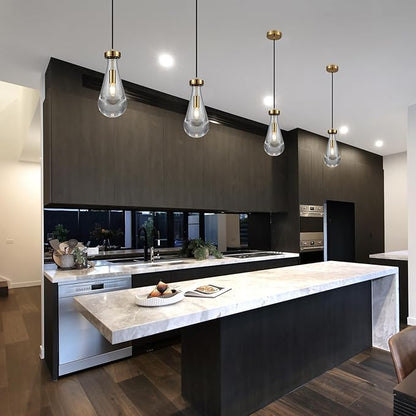 Raindrop Pendant Light, Brass Glass Pendant Lighting, Teardrops Modern Hanging Light for Entryway Foyer Stairway Kitchen Island Bedroom Dining Living Room Hallway