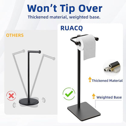 RUACQ Toilet Paper Holder Stand, Bathroom Toilet Paper Roll Holder Free Standing, Toilet Tissue Holder Stand with Post Pivoting Design, Stable Weighted Base, SUS304 Stainless Steel (Oil Rubbed Bronze)