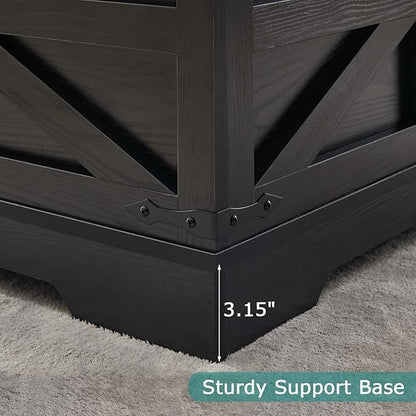 Black Coffee Table with Storage, Cocktail Table with Hinged Lift Top, Farmhouse Square Wood Center Table with Large Hidden Storage Compartment for Living Room, Square Coffee Table, Metal Edges Decor