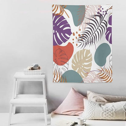 ICMOLYYENLO Tropical Green Leaves Tapestry, Exotic Leaves Beautiful Bedroom Wall Hanging, Floral Poster Blanket for Bedroom Living Room Dormitory Apartment 60x80 Inch