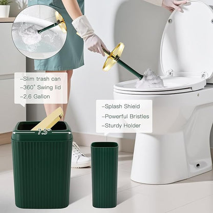 32PCS Bathroom Accessory Set Green Bathroom Accessories Bathroom Set, Shower Curtain Set, 2 Piece Bath Towel Set, 3PC Soap Dispenser, Toilet Brush & Trash Can