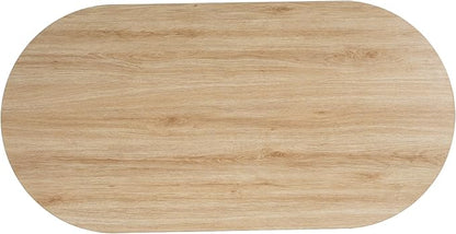 Oval Coffee Table with Storage for Living Room, Retro Charm Wooden Fluted Center Table, 47.24" Modern Classic Accordion Door Coffee Tables Dual Level Storage Side Table for Home,Office-Natural