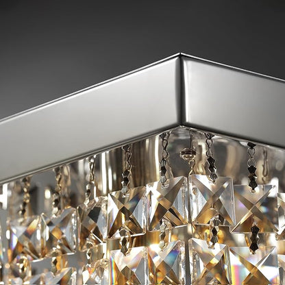 Rectangle K9 Crystal Chandelier,10 Lights Modern Rectangular Hanging Ceiling Pendant Light Fixture for Dining Room Kitchen Island,Polished Chrome Finish L47''xW10''xH10''