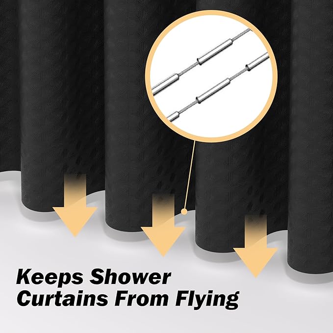 Black Bathroom Set, 25 PCS Bathroom Accessories Set with Shower Curtains, Rugs, Trash Can, Toothbrush Holder, Soap Dispensers, Toothbrush Cup, Vanity Tray, Soap Dish, Toilet Brush, Qtip Holders