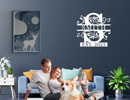 Custom Metal Name Sign | Personalized Metal Signs | Split Letter Monogram Wall Decor | Last Name Sign | Family Name Sign | Anniversary Wedding Gift | Outdoor Metal Art | Housewarming Gift