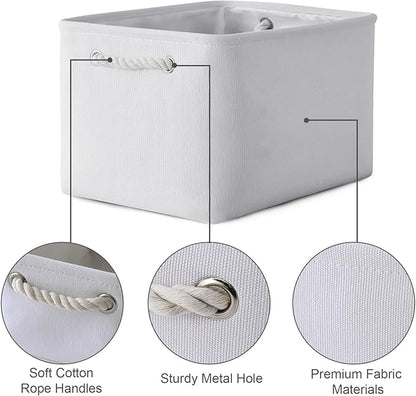 TheWarmHome Storage Basket for Shelves - 15.8x11.8x11.8 inch 3 Pack Fabric Storage Cubes, Collapsible Storage Bin for Organizing Organizer Closet Book Gift Dog(White)