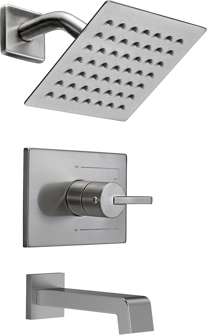 Bathtub Shower Systems, Tub and Shower Faucet Set Combo with 6 Inch Brushed Nickel Shower Faucet Set, Shower Tub Faucets Sets Complete (Valve Included)