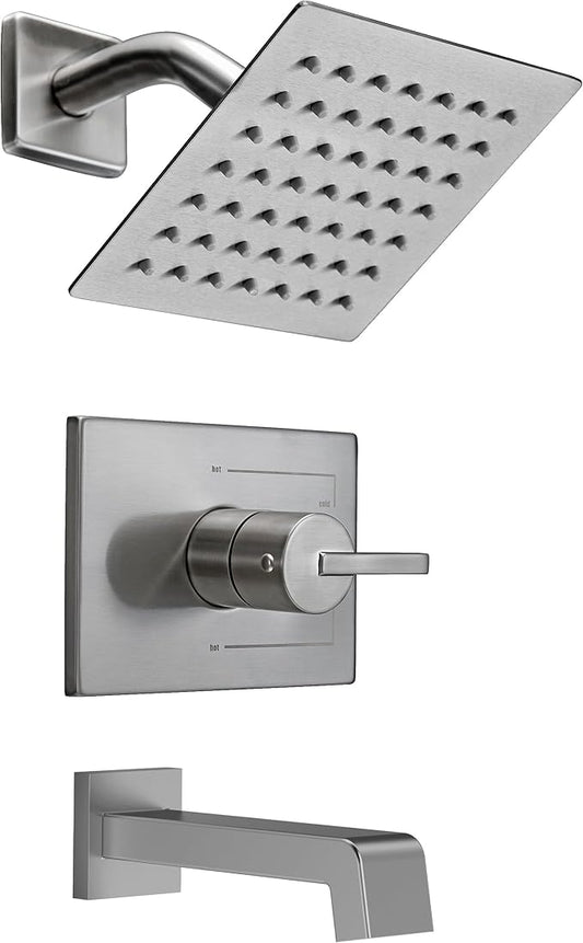 Bathtub Shower Systems, Tub and Shower Faucet Set Combo with 6 Inch Brushed Nickel Shower Faucet Set, Shower Tub Faucets Sets Complete (Valve Included)